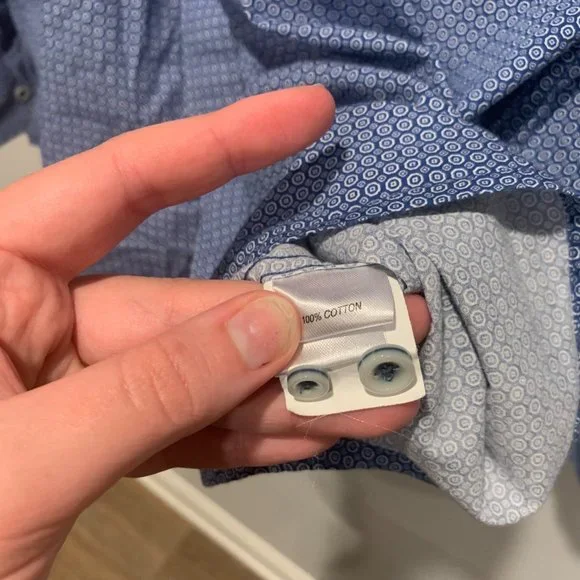 Nicoby Blue Patterned Long Sleeve Button Down, XL, Geometric - Picture 3 of 5